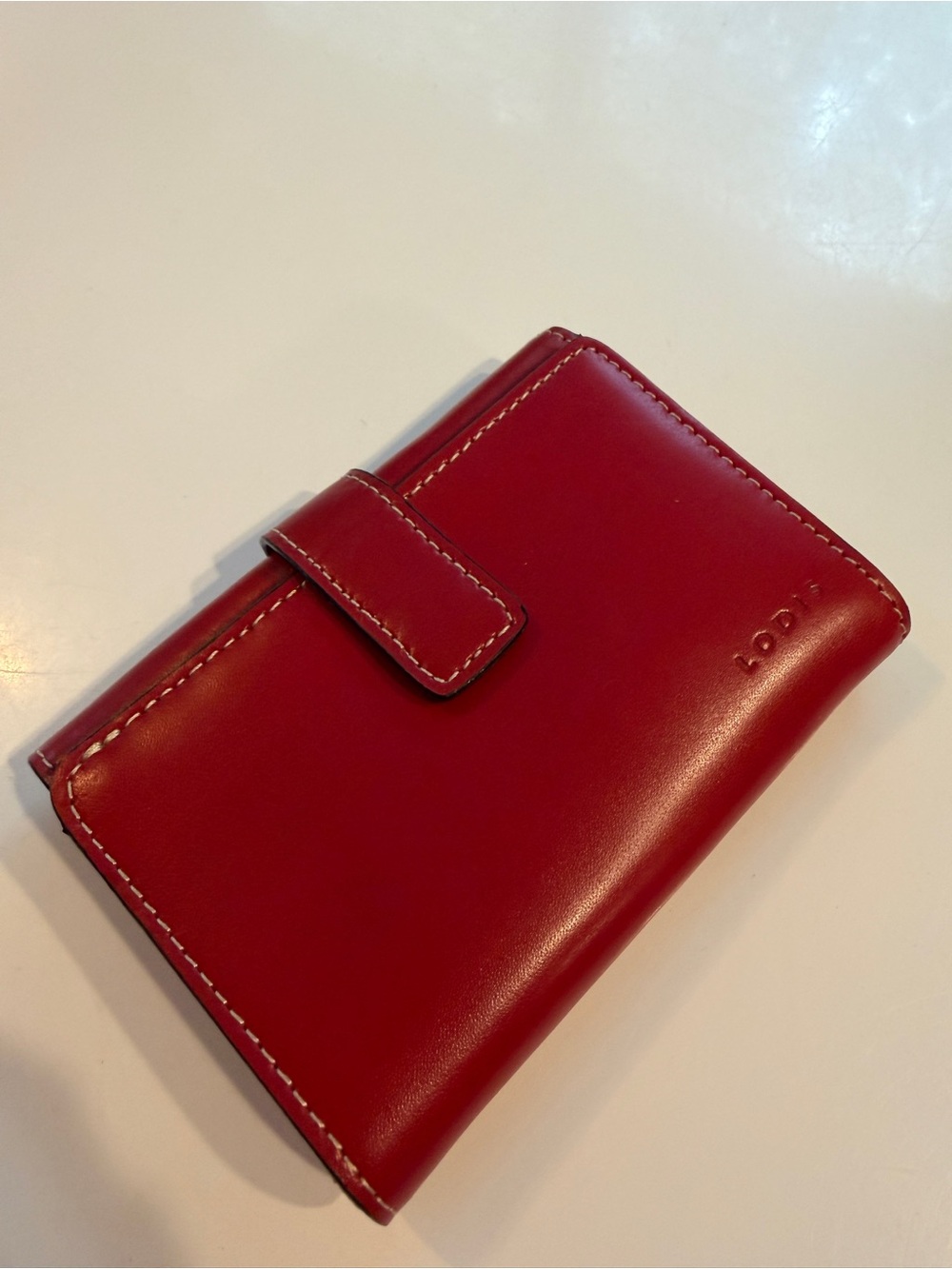 Lodis Red Leather Snap Card Holder Wallet